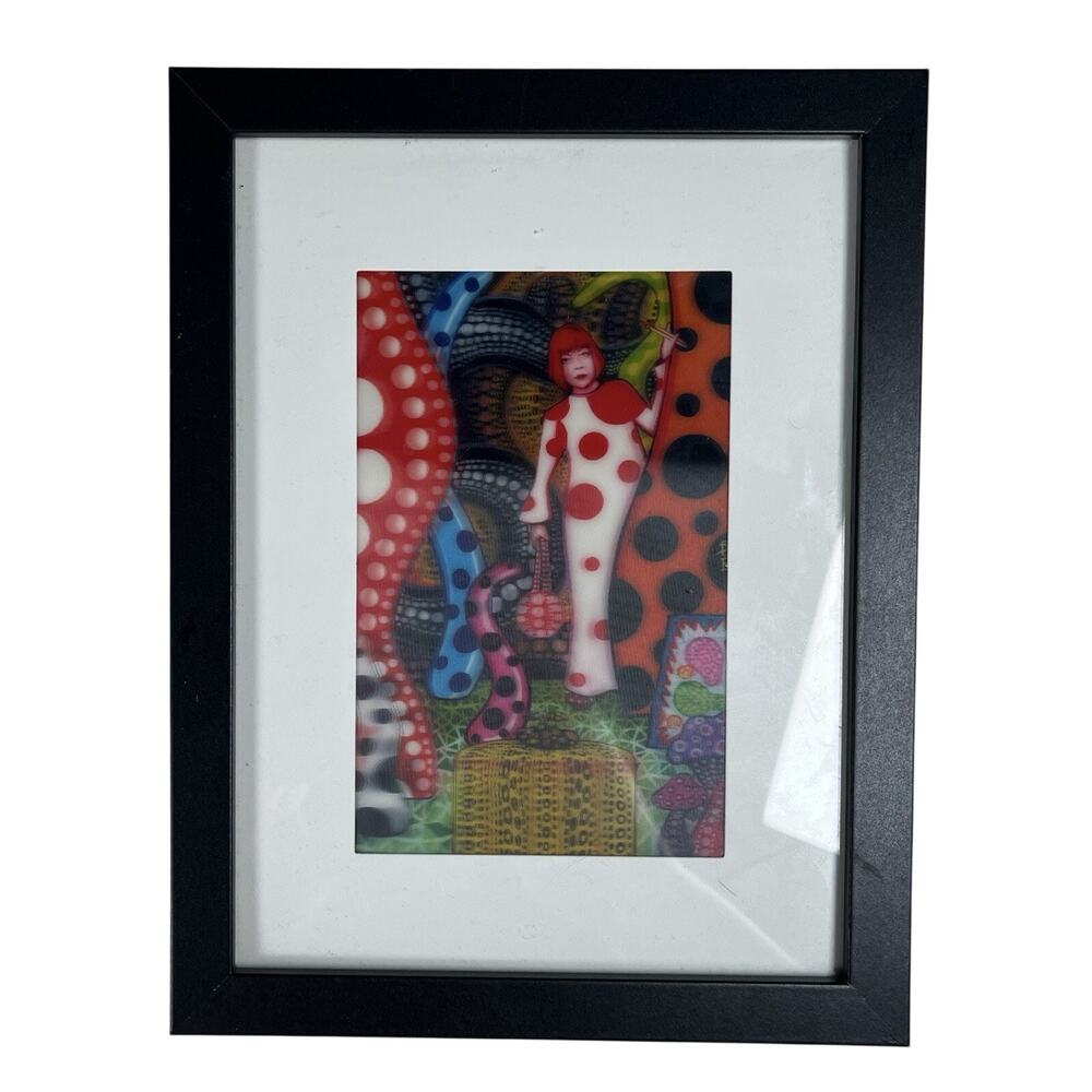 Yayoi Kusama 3D Lenticular Postcard Photo Framed Contemporary Art Artist Decor